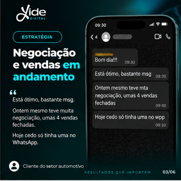 Feedback de cliente do setor automotivo: bastante mensagem e umas 4 vendas fechadas em um dia